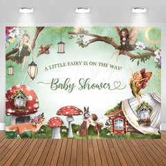 Lofaris Green Fairy Mushroom House Wild Baby Shower Backdrop