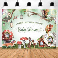 Lofaris Green Fairy Mushroom House Wild Baby Shower Backdrop