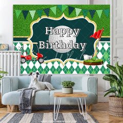 Lofaris Green Flag Golf Theme Happy Birthday Decoration Backdrop