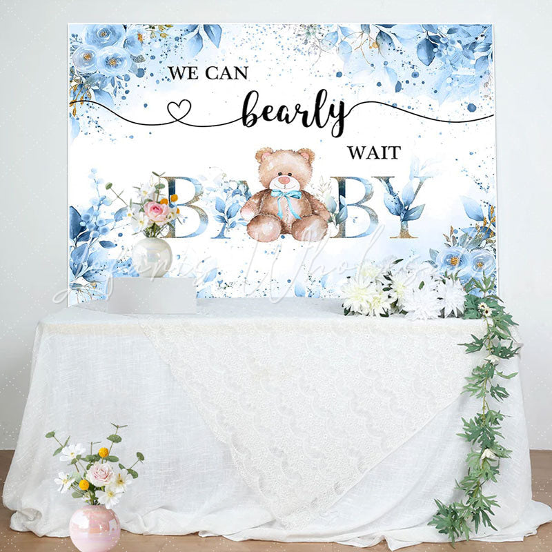 Lofaris Green Floral Leaves Teddy Bea Baby Shower Backdrop