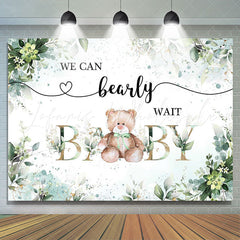 Lofaris Green Floral Leaves Teddy Bear Baby Shower Backdrop
