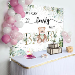 Lofaris Green Floral Leaves Teddy Bear Baby Shower Backdrop