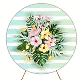 Green Flowers Bloom Round Backdrop For Elegant Nature Theme Decor