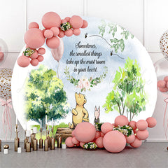 Lofaris Green Forest Bear And Pig Circle Birthday Backdrop
