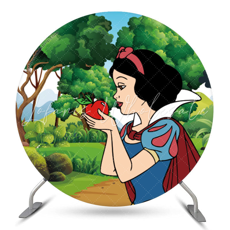Lofaris Green Forest Princess Apple Round Backdrop Kit For Girl