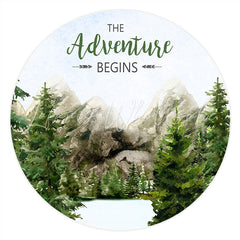 Lofaris Green Forest The Adventure Begins Round Birthday Backdrop