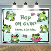 Lofaris Green Frogs Hop On Over Happy Birthday Backdrop
