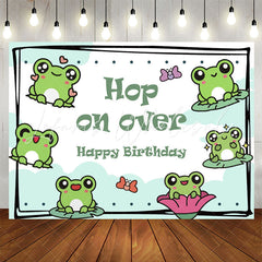 Lofaris Green Frogs Hop On Over Happy Birthday Backdrop