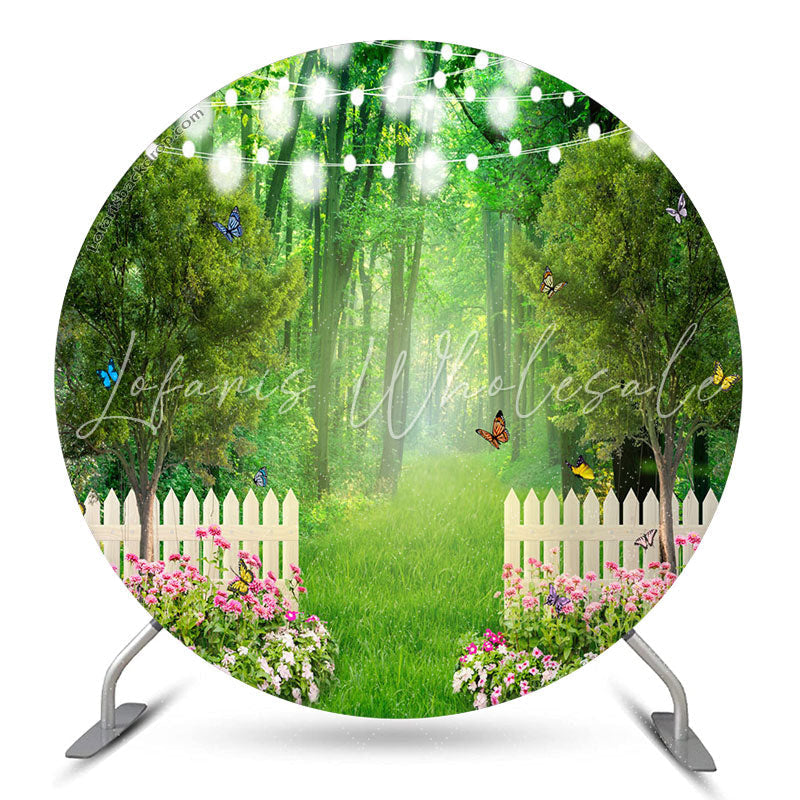 Lofaris Green Garden Floral Light Round Backdrop For Party
