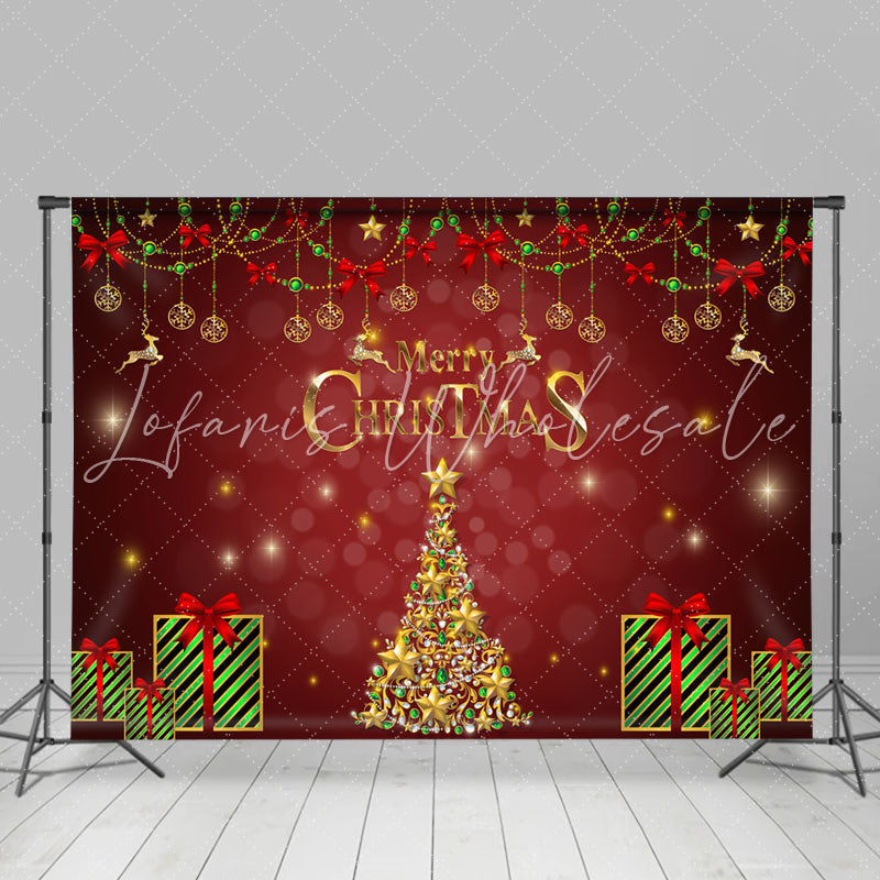 Lofaris Green Gifts Red Bowknot Merry Christmas Backdrop