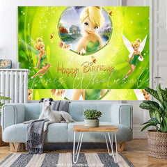 Lofaris Green Glitter Fairy Blond Girl Happy Birthday Backdrop