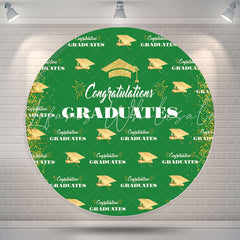 Lofaris Green Gold Glitter Round Congrats Grad Backdrop