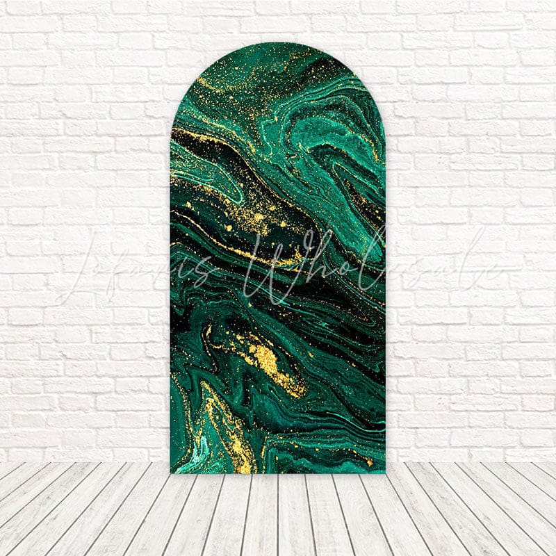 Green Gold Marble Luxury Shine Arch Backdrop For Stylish Celebration
