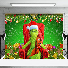 Lofaris Green Grinch And Puppy Glitter Christmas Backdrop