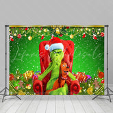 Lofaris Green Grinch And Puppy Glitter Christmas Backdrop