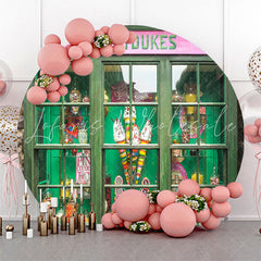 Lofaris Green Honeydukes Sweetshop Birthday Round Backdrop