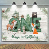 Lofaris Green Jungle Animals Kids Happy 1st Birthday Backdrop
