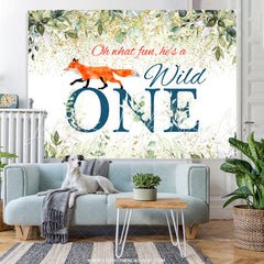 Lofaris Green Leaf Gold Glitter He Is A Wild One Birthday Backdrop