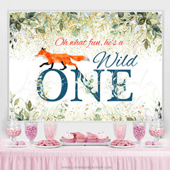Lofaris Green Leaf Gold Glitter He Is A Wild One Birthday Backdrop