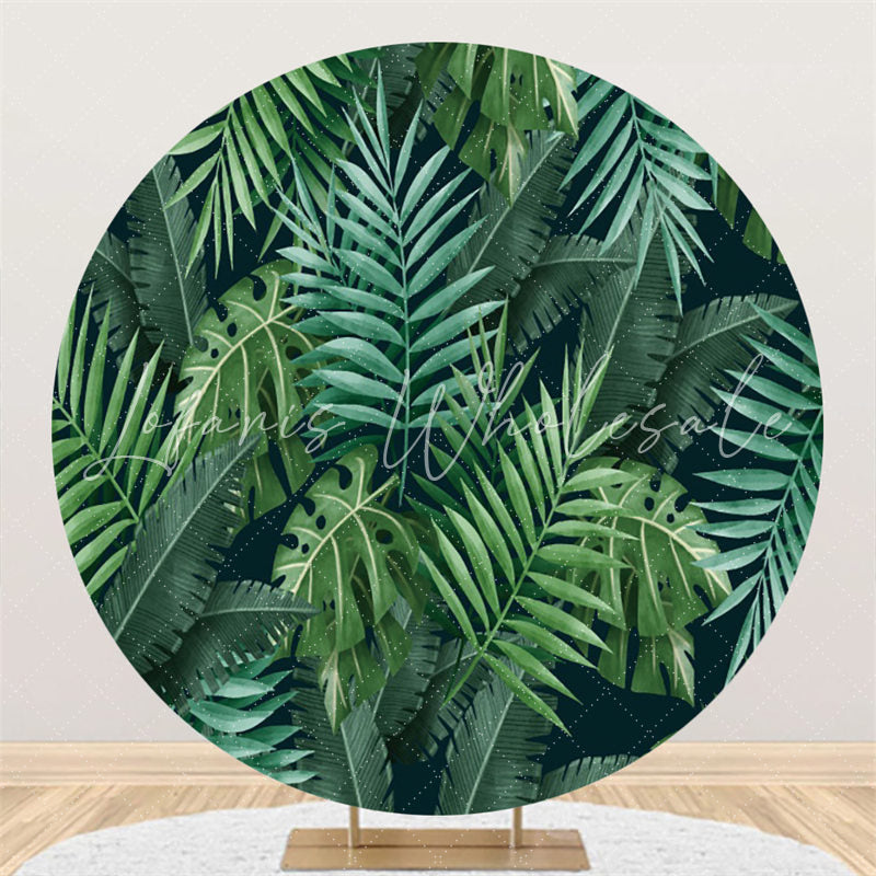 Lofaris Green Leaf Theme Happy Birthday Round Backdrop For Party