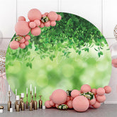 Lofaris Green Leave Bokeh Baby Shower Round Backdrop Decoration