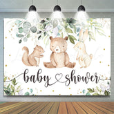 Lofaris Green Leaves And Cute Animals Baby Shower Backdrop