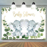 Lofaris Green Leaves And Elephants Baby Shower Backdrop