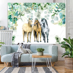 Lofaris Green Leaves And Horse Birthday Backdrop For Party