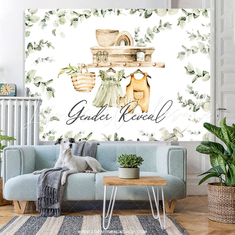 Lofaris Green Leaves Baby Shower Gender Reveal Backdrop