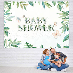 Lofaris Green Leaves Butterfly Baby Shower Backdrop for Party
