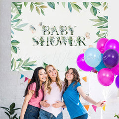 Lofaris Green Leaves Butterfly Baby Shower Backdrop for Party