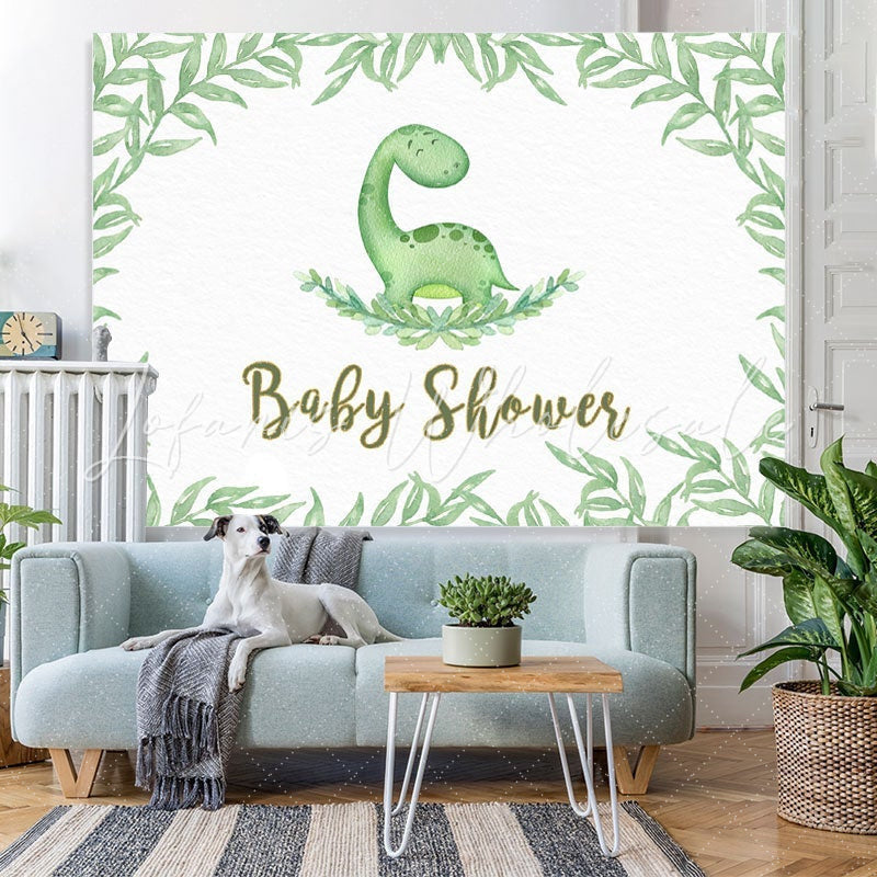 Lofaris Green Leaves Dinosaur Decor Backdrop for Baby Shower Party