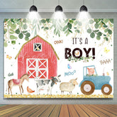 Lofaris Green Leaves Farm House Animal Baby Shower Backdrop