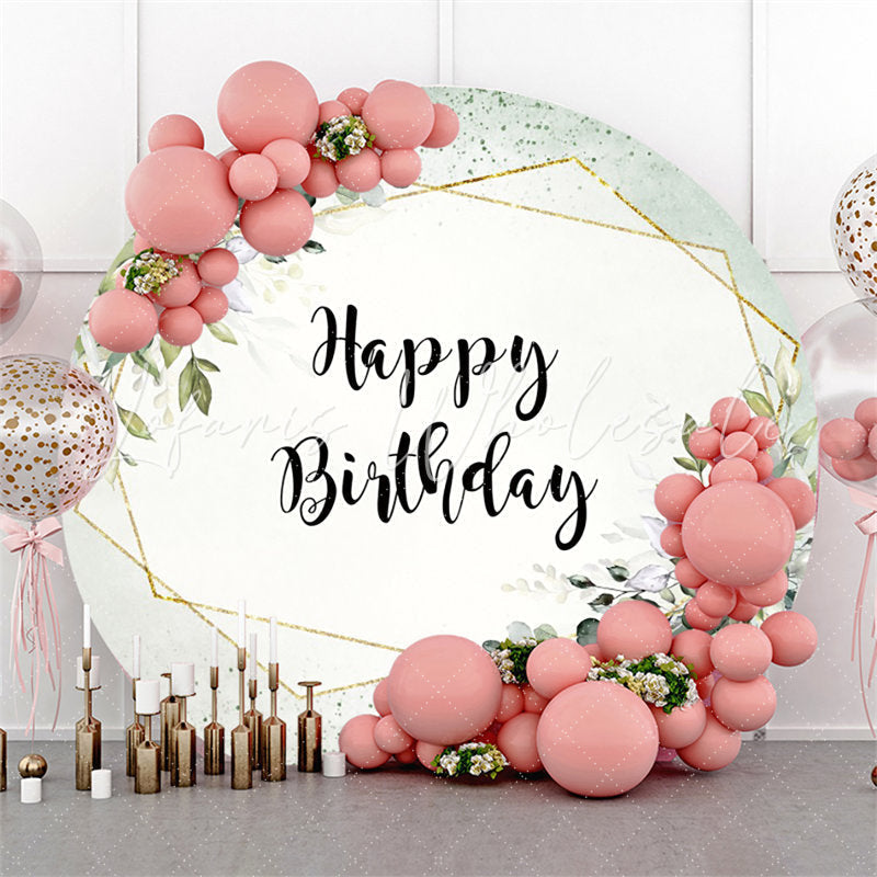 Lofaris Green Leaves Glitter Backdrop For Happy Birthday Party