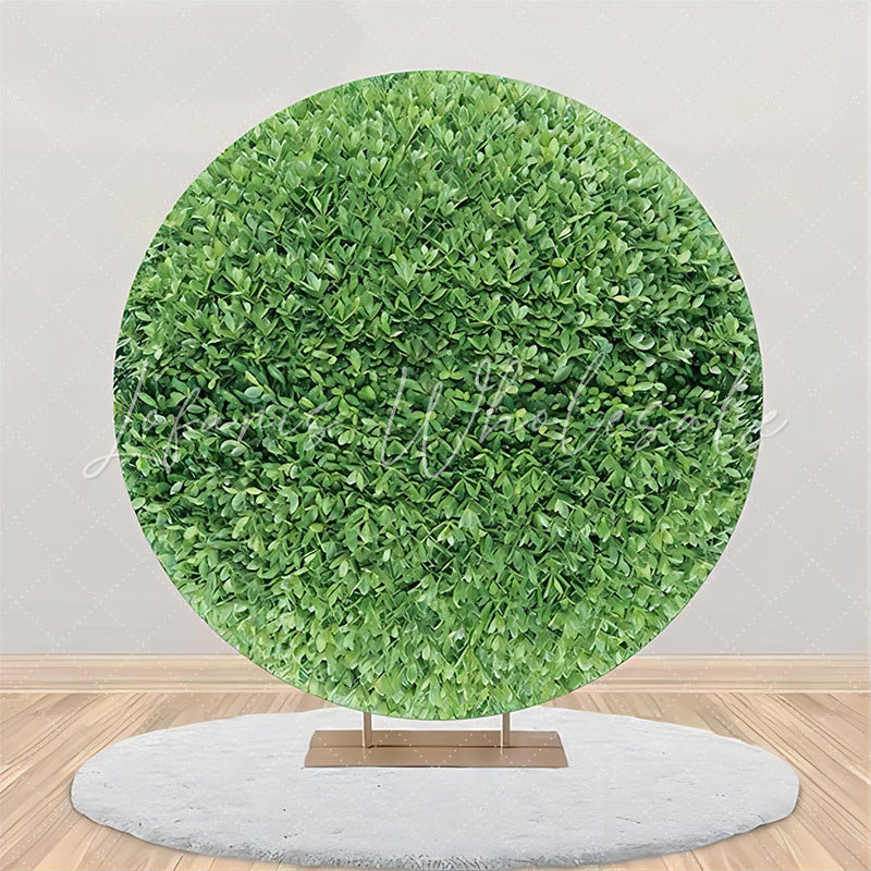 Lofaris Green Leaves Hedge Wall Fresh Round Spring Backdrop