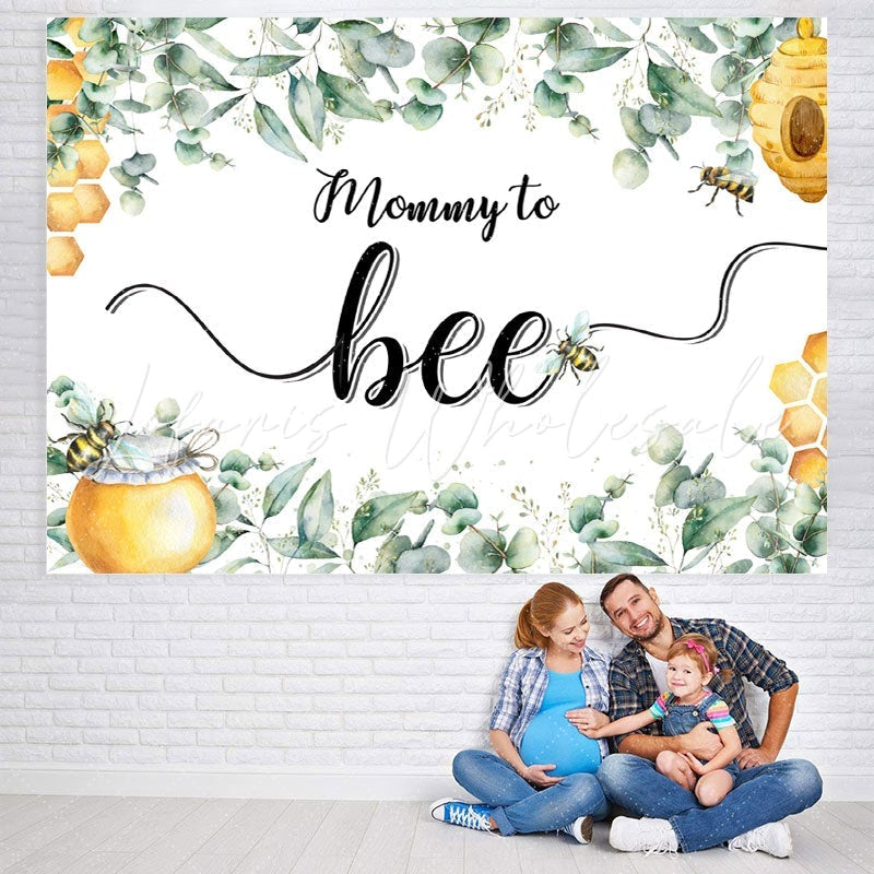 Lofaris Green Leaves Mommy To Bee Theme Baby Shower Backdrop