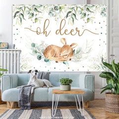 Lofaris Green Leaves Oh Deer Boho Safari Theme Baby Shower Backdrop