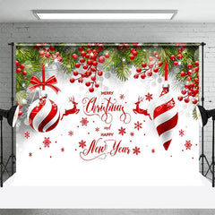 Lofaris Green Leaves Red Fruit New Year Christmas Backdrop