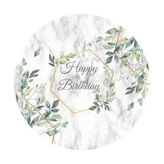 Lofaris Green Leaves With Grey Circle Birthday Party Backdrop