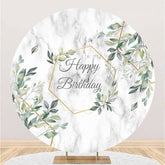 Lofaris Green Leaves With Grey Circle Birthday Party Backdrop
