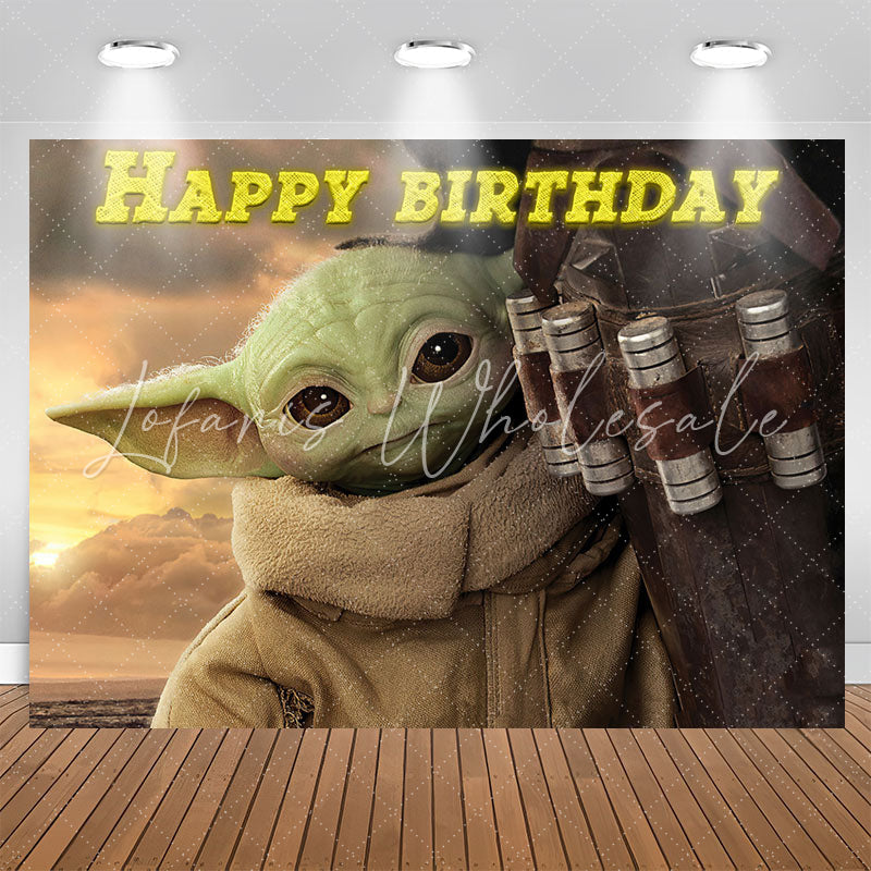 Green Monster Cartoon Boy Happy Birthday Backdrop