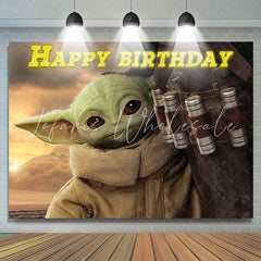 Lofaris Green Monster Cartoon Boy Happy Birthday Backdrop