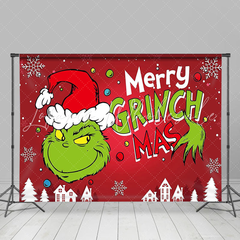 Lofaris Green Monster Snowflake Red Merry Christmas Backdrop