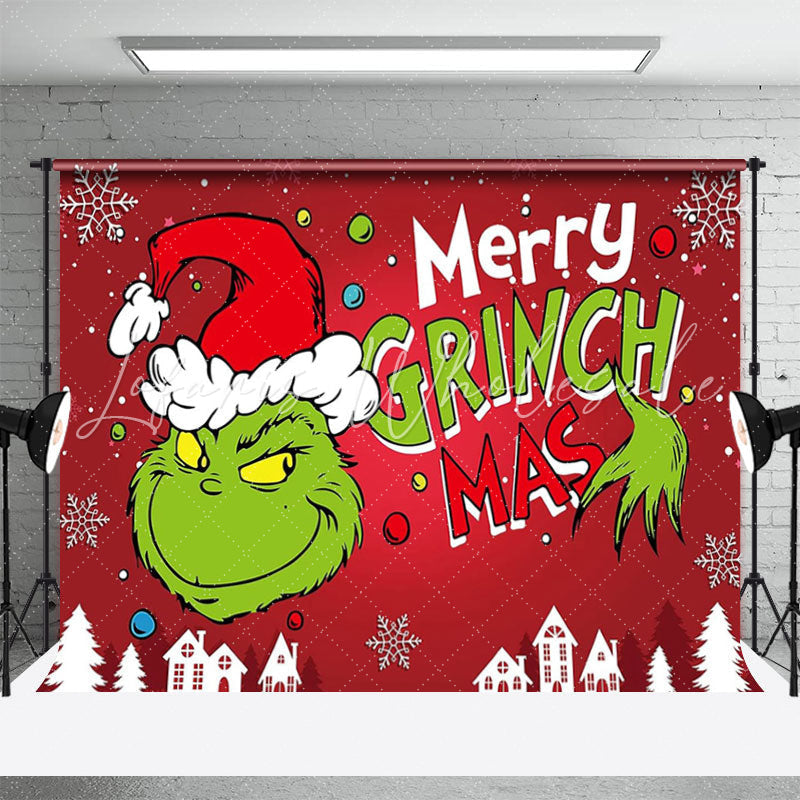 Lofaris Green Monster Snowflake Red Merry Christmas Backdrop