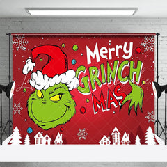 Lofaris Green Monster Snowflake Red Merry Christmas Backdrop