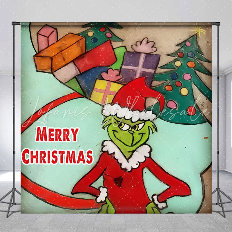Lofaris Green Monster Xmas Tree Gifts Christmas Backdrop
