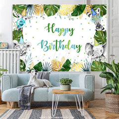 Lofaris Green Monstera Forest Animal Boho Birthday Backdrop