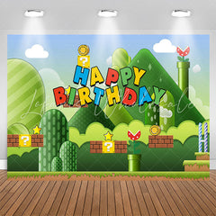Lofaris Green Mountain Adventure Game Level Birthday Backdrop