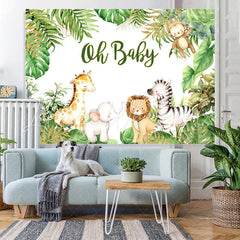 Lofaris Green Plant And Animal Oh Baby Backdrop For Shower