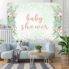 Lofaris Green Plant Glitter Baby Shower Backdrop for Photos